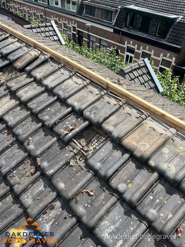 Dakonderhoud aan schuin pannendak met nokvernieuwing in Bodegraven Dakonderhoud aan schuin pannendak met nokvernieuwing in Bodegraven